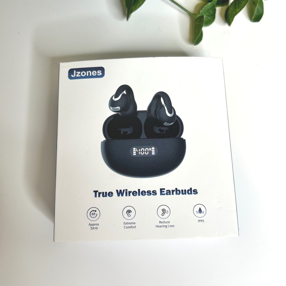 Jzones CT28 True Wireless Earbuds Bluetooth 5.4 Over-Ear‎ Hook IPX5 Black NEW